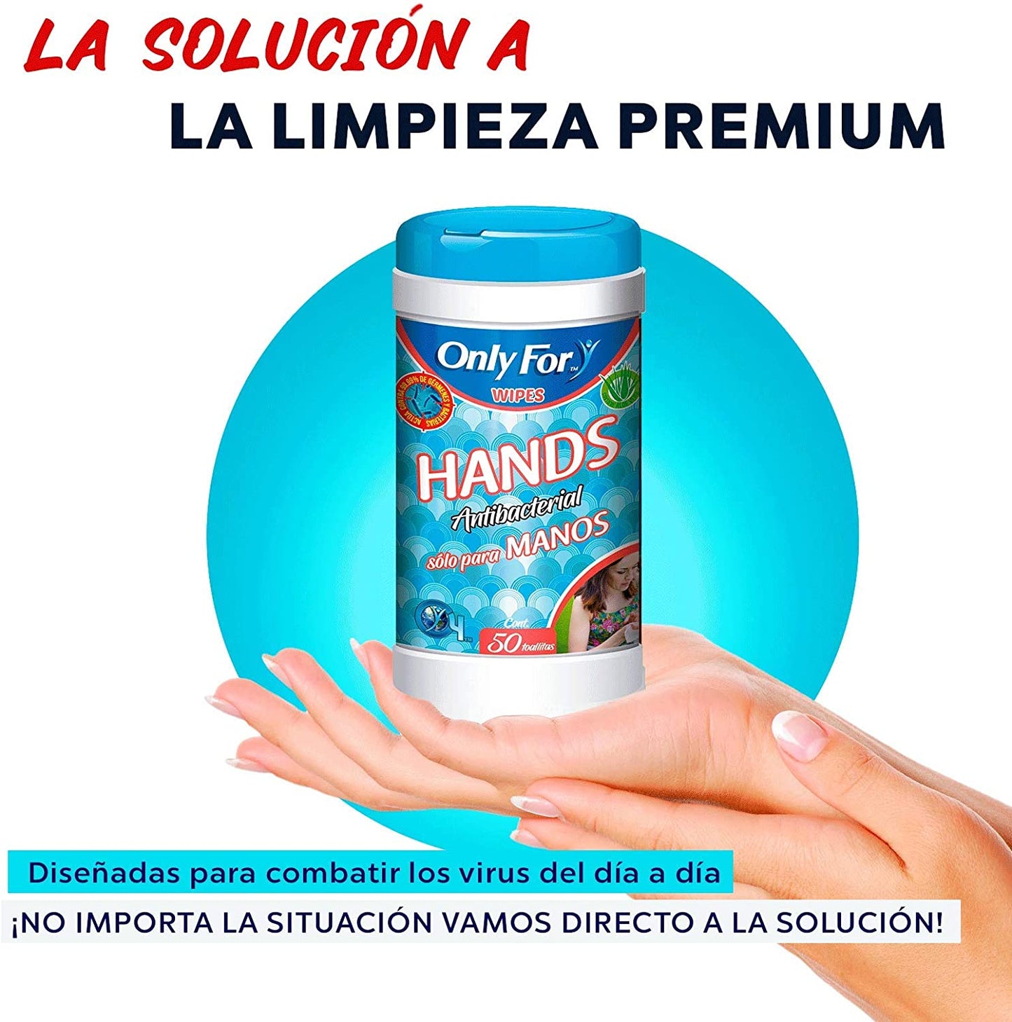 Toallitas Sanitizantes para Manos Only For Antibacteriales con Aloe Vera